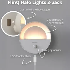 FlinQ Campinglampen Aufladbar|Campinglampen Aufladbar^Wiederaufladbare Halo-Leuchten - Set von 3