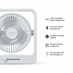 FlinQ Wiederaufladbarer Tischventilator - White< Ventilatoren