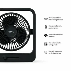 FlinQ Ventilatoren^Wiederaufladbarer Tischventilator - Black
