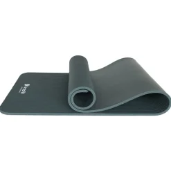 Markenlos Reisespiele^ForzaFit 12 mm Fitnessmatte mit Tragegurt - Grey