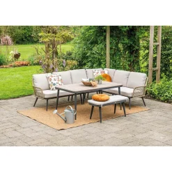 Garden Impressions Lounge Sets-Gartenimpressionen Kalibo d. Graues 4-teiliges Eck-Lounge-Essset