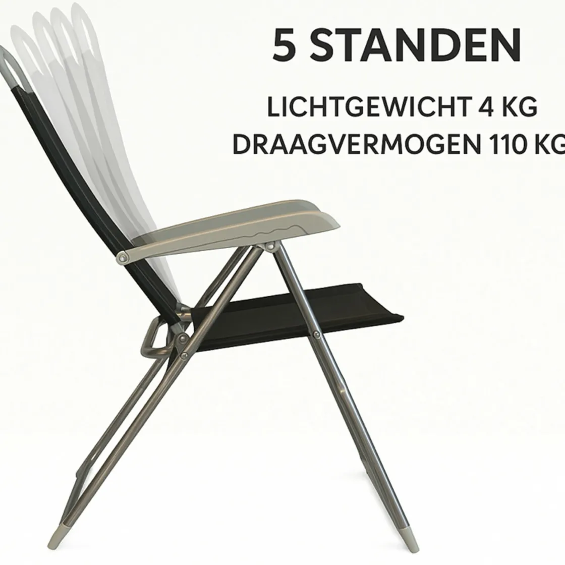 HEM Campingstühle Mit Verstellbarer Rückenlehne|Klappstühle-Aluminium verstellbarer campingstuhl - Set von 4