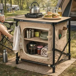 HEM Campingschränke Faltbar^camping aufbewahrungsschrank mit ablagefläche