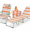 HEM 3er-Strandset mit Stranstuhl, Liege und Kühltasche - Orange< Liegestühle