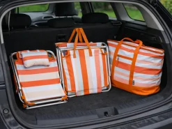 HEM 3er-Strandset mit Stranstuhl, Liege und Kühltasche - Orange< Liegestühle