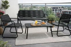 HEM Gartenmöbel Sets^Personen Stahl-Lounge-Set - Black