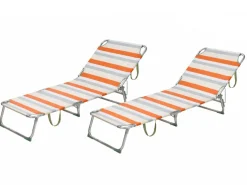 HEM set von 2 aluminium verstellbare klappliege - Orange< Liegestühle