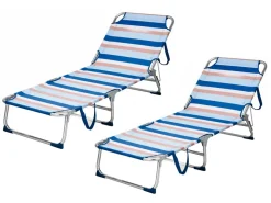 HEM Liegestühle^set von 2 aluminium verstellbare klappliege - Blue