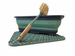 HEM spülset bambusbürste mit abtropfmatte - Green< Spülschüsseln