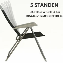 HEM Campingstühle Mit Verstellbarer Rückenlehne|Klappstühle-verstellbarer Klappstuhl - Black