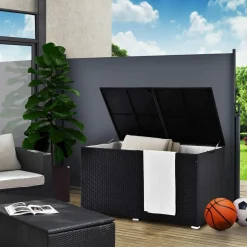 Markenlos Auflagenboxen-Ikaria Polyrattan schwarze Auflagenbox