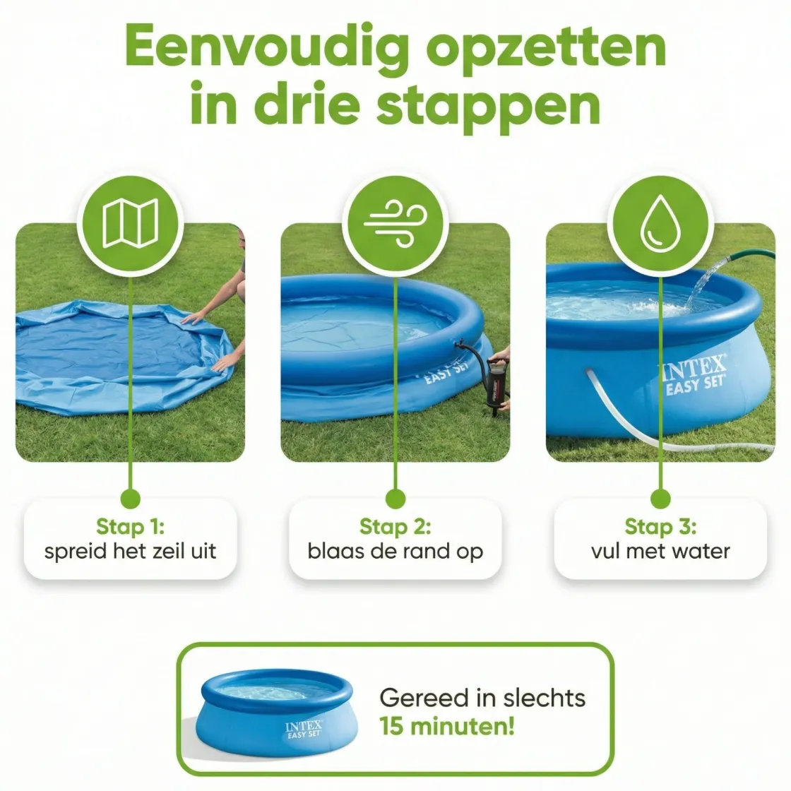 Intex Aufblasbare Pools^easy set 366x76cm pool – 3-teilig