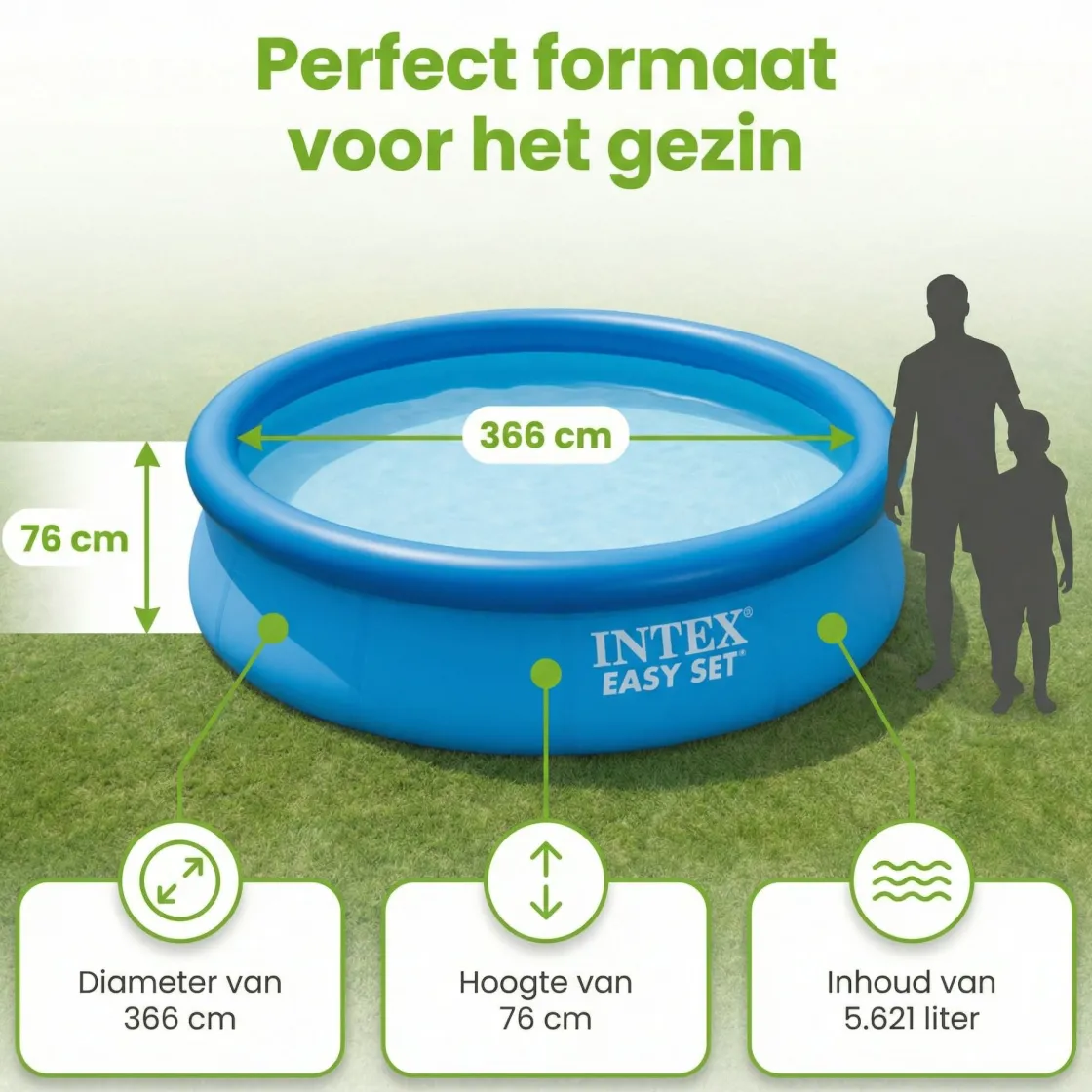 Intex Aufblasbare Pools^easy set 366x76cm pool – 3-teilig