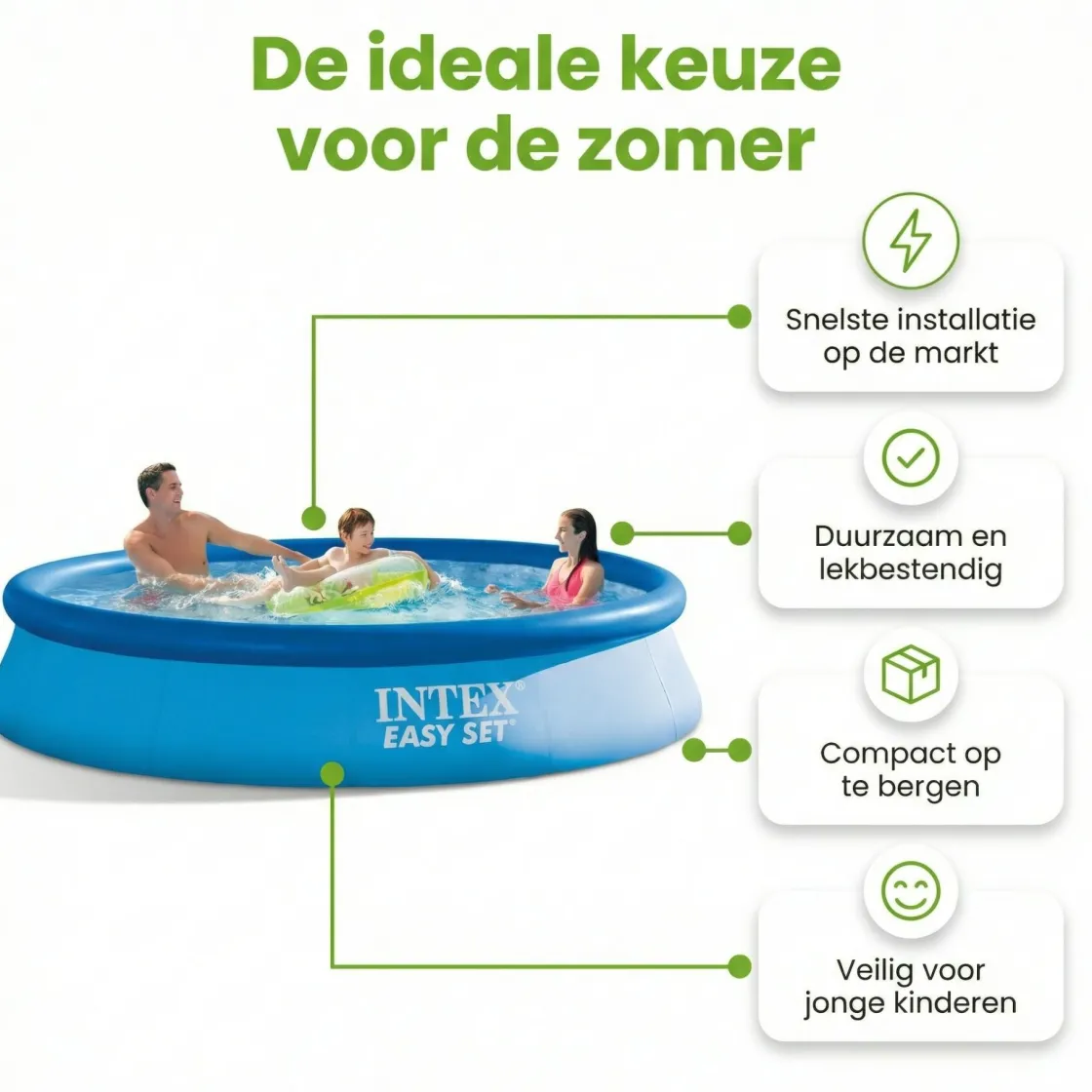 Intex Aufblasbare Pools^easy set 366x76cm pool – 3-teilig