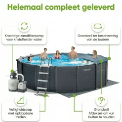 Intex Aufstellpools^graphite panel 478x124cm pool – 5-teilig