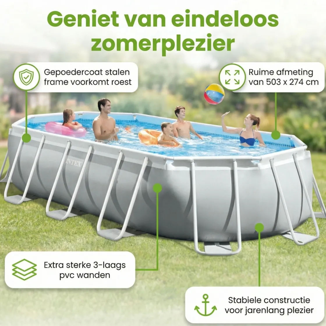 Intex Aufstellpools^prism frame 503x274x122cm pool – 6-teilig
