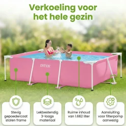 Intex Aufstellpools^rechteck frame 220x150x60cm pool - pink