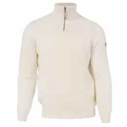 Markenlos Fleecejacken & Pullover^Ivanhoe NLS Elm weißer Pullover mit halbem Reißverschluss