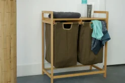 IVOL 2 Fächern Bambus Wäschekorb< Waschkörbe