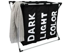 IVOL Waschkörbe^3-Fach-Organizer-Wäschekorb - Black