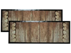 Markenlos Jacks Door Wood 45 x 125 cm Fußmatte - Set von 2< Sauberlaufmatten