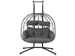 Juskys Gartenstühle^Aria Polyrattan Doppel-Hängesessel - Darkgrey
