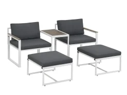 Juskys Lounge Sets-Bari 5-teiliges Loungeset - Grey