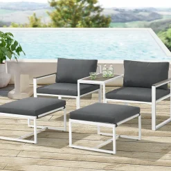 Juskys Lounge Sets-Bari 5-teiliges Loungeset - Grey