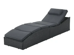 Juskys Gartenstühle-Lamia Polyrattan Liege - Black