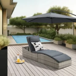 Juskys Lamia PolyrattanLiege - Lightgrey< Gartenstühle