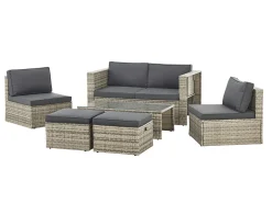 Juskys Lounge Sets-Salou Polyrattan Lounge Set - Grey