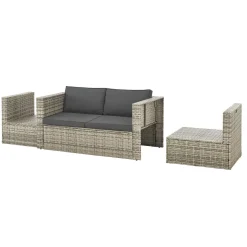 Juskys Lounge Sets-Salou Polyrattan Lounge Set - Grey