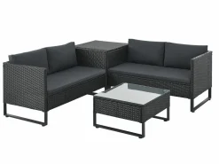 Juskys Lounge Sets^Santorini Polyrattan Modular Loungeset - Black