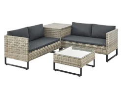 Juskys Santorini Polyrattan Modular Loungeset - Grey< Lounge Sets