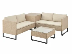 Juskys Lounge Sets-Santorini Polyrattan Modular Loungeset - Beige