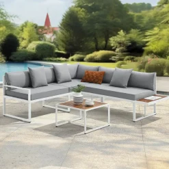 Juskys Lounge Sets-St. Tropez 4 Personen Lounge-Set - Grey