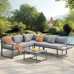 Juskys St. Tropez 4 Personen Lounge-Set - Anthracite< Lounge Sets