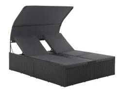 Juskys Syros Polyrattan Lounge Bed - Black< Gartenstühle