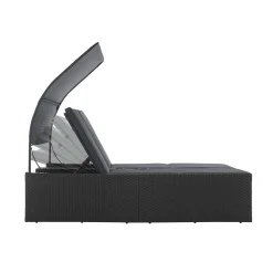 Juskys Syros Polyrattan Lounge Bed - Black< Gartenstühle