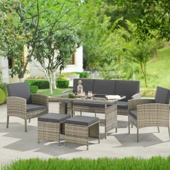 Juskys Lounge Sets^Turin 7 Personen Polyrattan Loungeset