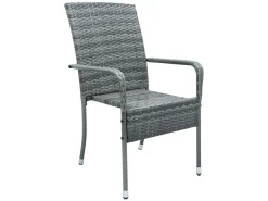 Juskys Yoro Polyrattan Set von 4 Gartenstühle - Grey< Gartenstühle