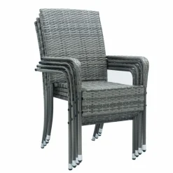 Juskys Yoro Polyrattan Set von 4 Gartenstühle - Grey< Gartenstühle