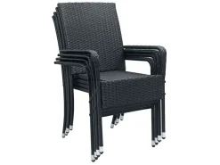 Juskys Yoro Polyrattan Set von 4 Gartenstühle - Black< Gartenstühle