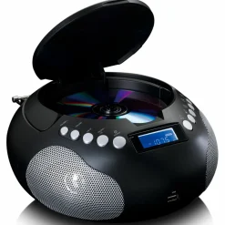 Lenco Radios-SCD-331BK Tragbares FM-Radio mit CD/MP3-Player