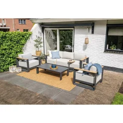 Garden Impressions Levanto Dreisitzbank - carbon black - valley sand light teaklook< Lounge Sets