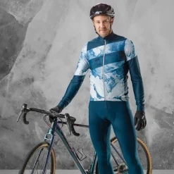 Löffler Fahrradbekleidung-Floes Blue Herren Langarm-Radtrikot