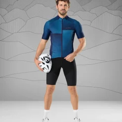 Löffler Fahrradbekleidung-Flux blaues Radtrikot mit kurzen Ärmeln