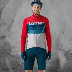 Löffler L/S Messenger Mid Red Herren-Radtrikot< Fahrradbekleidung