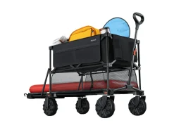LifeGoods Bollerwagen^Doppel 400L bollerwagen - Black
