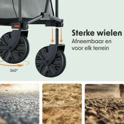 LifeGoods Bollerwagen^Doppel 400L bollerwagen - Black